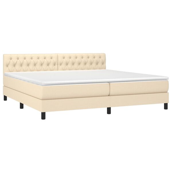 vidaXL Cama com molas/colch&atilde;o 200x200 cm tecido cor creme