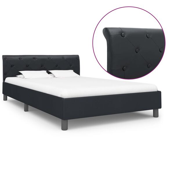 vidaXL Estrutura de cama 140x200 cm couro artificial preto