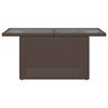 vidaXL Mesa de jardim com tampo de vidro 100x55x73 cm vime PE castanho