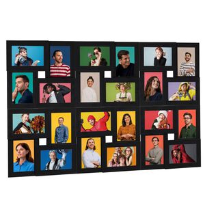 vidaXL Moldura para 24 (10x15 cm) fotografias MDF preto