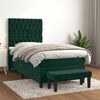 vidaXL Cama com molas/colch&atilde;o 90x190 cm veludo verde-escuro