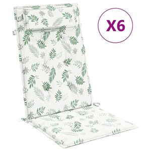 vidaXL Almofad&otilde;es p/ cadeira encosto alto 6 pcs tecido oxford folhas