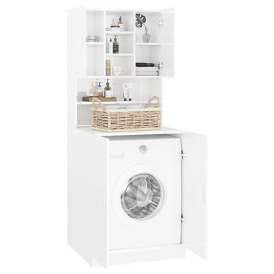 vidaXL Armário para máquina de lavar roupa branco brilhante