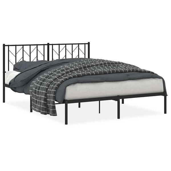 vidaXL Estrutura de cama em metal com cabeceira 150x200 cm preto