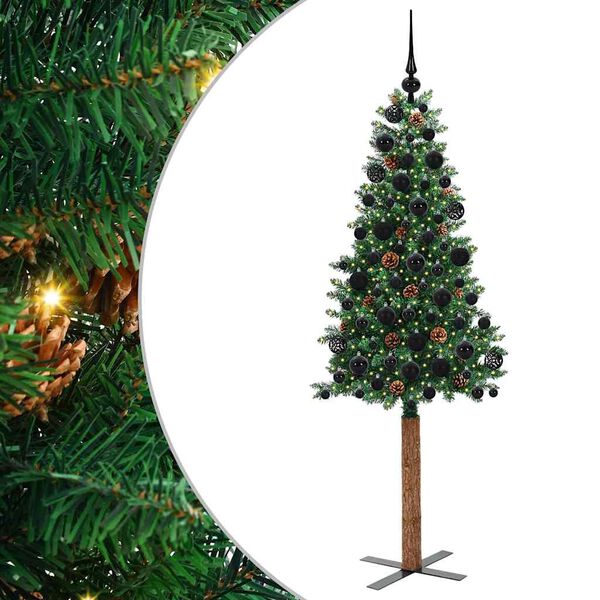 vidaXL &Aacute;rvore de Natal Slim com 300 LEDs com suporte Verde 180 cm