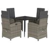 vidaXL 5 pcs conjunto de jantar p/ jardim c/ almofad&otilde;es vime PE cinza