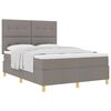 vidaXL Cama Box com cabeceira Cinzento-acastanhado 140 x 190 cm tecido