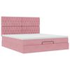 vidaXL Estrutura de cama otomana com colch&otilde;es 180x200 cm veludo rosa