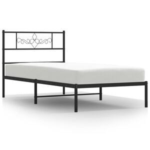 vidaXL Estrutura de cama com cabeceira 90x190 cm metal preto