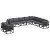 vidaXL Conjunto de Sof&aacute; de Jardim com almofada 10 pcs Preto Alum&iacute;nio