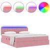 vidaXL Cama com luzes de tira LED Rosa 180 x 200 cm Veludo