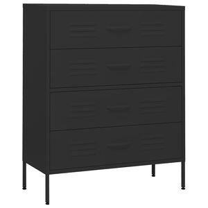 vidaXL C&oacute;moda/aparador com gavetas a&ccedil;o 80x35x101,5 cm preto