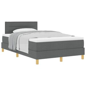 vidaXL Cama Box com colch&atilde;o Cinza Escuro 120 x 190 cm tecido