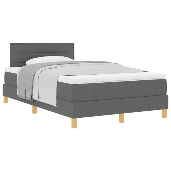 vidaXL Cama Box com colch&atilde;o Cinza Escuro 120 x 190 cm tecido