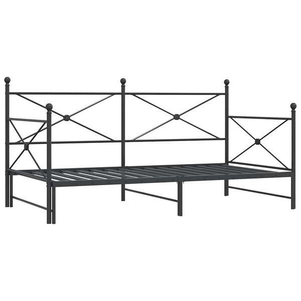 vidaXL Cama de dia com gavet&atilde;o sem colch&atilde;o 100x200 cm a&ccedil;o preto