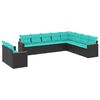 vidaXL Conjunto de sof&aacute; de jardim com 10 pe&ccedil;as e almofadas em rattan sint&eacute;tico preto