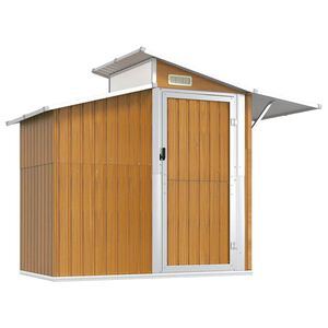 vidaXL Abrigo de jardim 270x130x208,5 cm a&ccedil;o galvanizado castanho