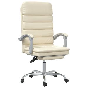 vidaXL Cadeira escrit&oacute;rio massagens reclin&aacute;vel couro artificial creme