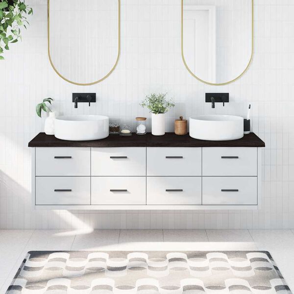 vidaXL Bancada p/ WC 180x60x(2-4)cm madeira tratada maci&ccedil;a castanho