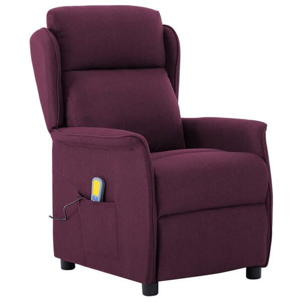 vidaXL Poltrona de massagens el&eacute;trica tecido roxo