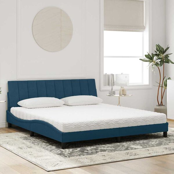 vidaXL Cama com colch&atilde;o Hanko 180x200 cm veludo azul