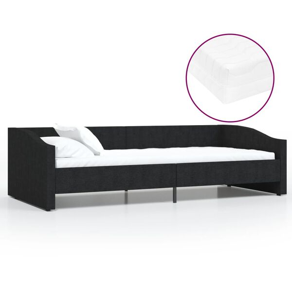 vidaXL Sof&aacute;-cama c/ colch&atilde;o e sa&iacute;da USB 90x200 cm tecido preto