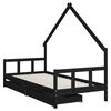 vidaXL Estrutura cama infantil c/ gavetas 90x190 cm pinho maci&ccedil;o preto