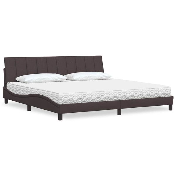 vidaXL Cama com colch&atilde;o Hanko 200x200 cm tecido castanho-escuro