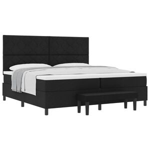 vidaXL Cama Box com cabeceira Preto 200 x 200 cm tecido