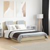 vidaXL Estrutura cama c/ cabeceira/luzes LED 140x190cm carvalho sonoma