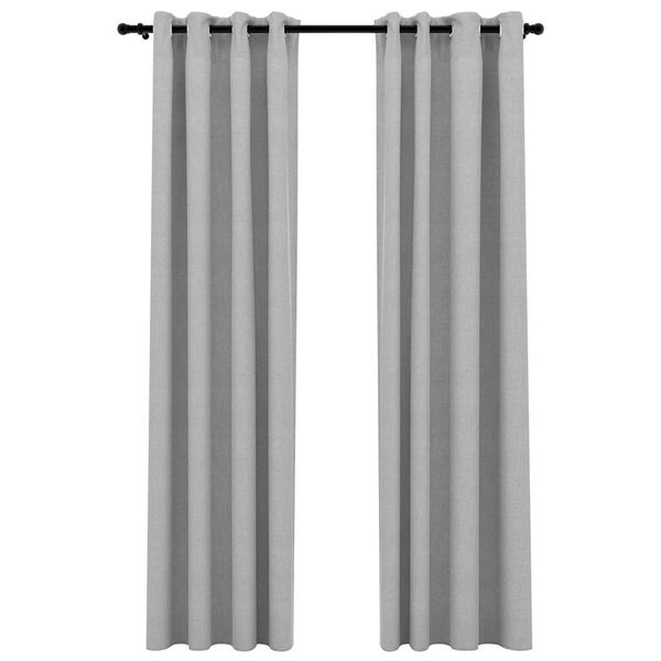 vidaXL Cortinas opacas aspeto linho c/ ilhós 2 pcs 140x245 cm cinzento