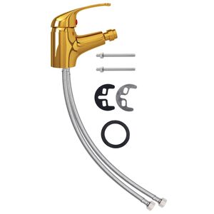 vidaXL Torneira misturadora para bidé de casa de banho 13x12cm dourado