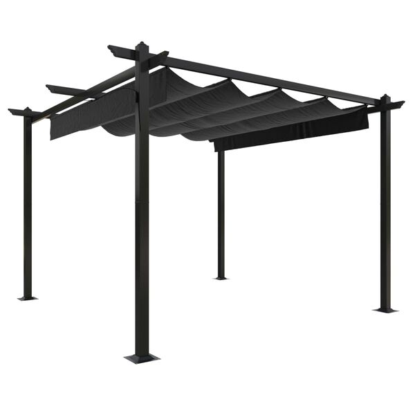 vidaXL Gazebo de jardim com telhado retrátil 3x3 m antracite
