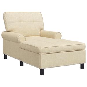 vidaXL Chaise Lounge com almofada Creme 91 x 157 x 91 cm tecido
