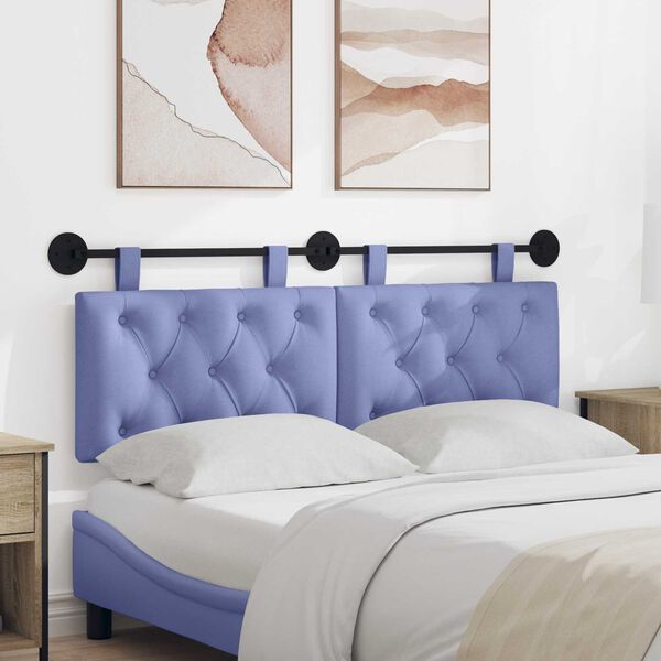 vidaXL Cabeceira Suspensa Azul Jeans 130 x 55 x 7 cm tecido