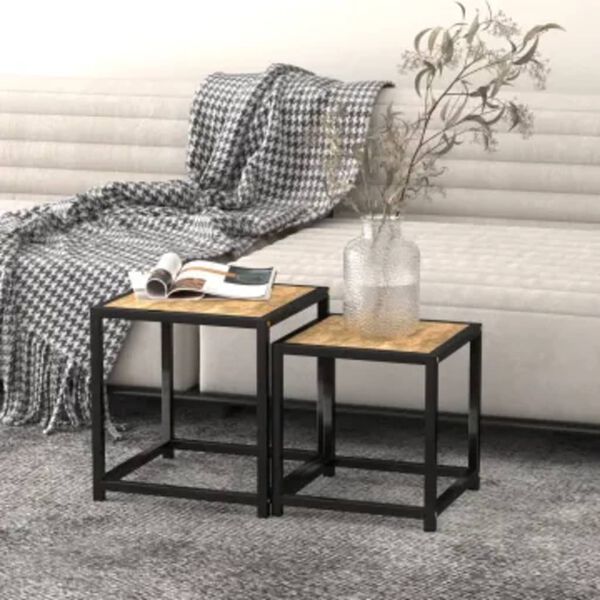 vidaXL Mesas de centro 2 pcs MDF preto e amarelo