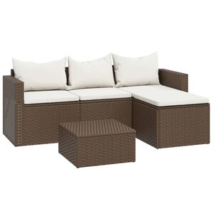 vidaXL Conjunto lounge de jardim vime PE castanho