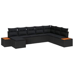 vidaXL Conjunto de Sof&aacute; de Jardim com almofada 9 pcs Preto Polirattan