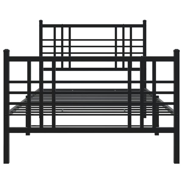 vidaXL Estrutura de cama com cabeceira e p&eacute;s 90x200 cm metal preto