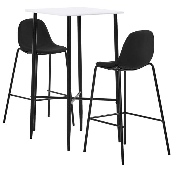 vidaXL 3 pcs conjunto de bar tecido preto