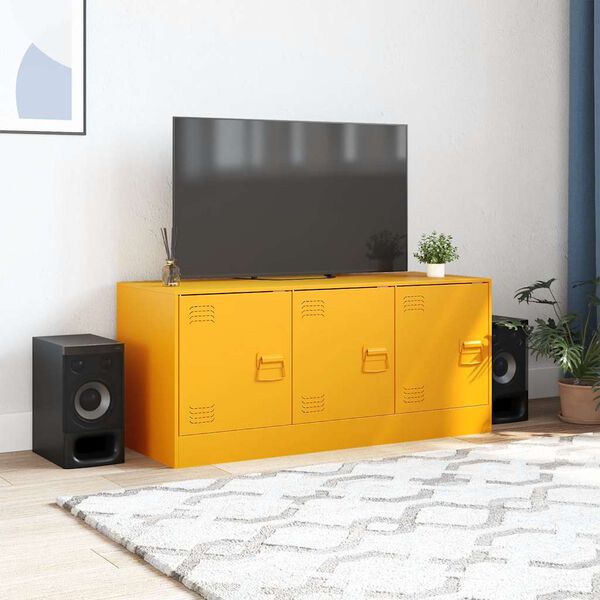 vidaXL M&oacute;vel de TV 99x39x44 cm a&ccedil;o amarelo mostarda
