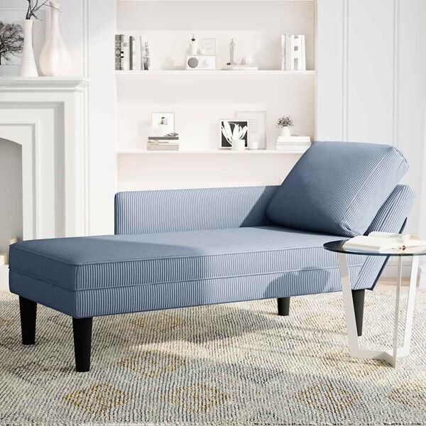 vidaXL Chaise lounge com almofada tecido corduroy azul