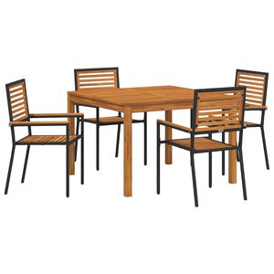vidaXL Conjunto de Jantar para Jardim 5 unid. Preto