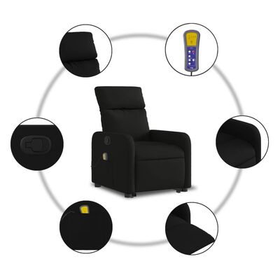 vidaXL Poltrona de massagens reclinável elevatória tecido preto