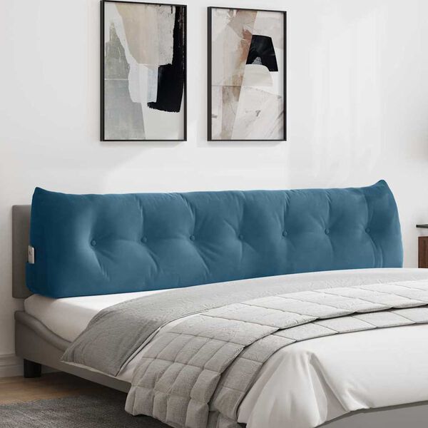 vidaXL Travesseiro para Costas Azul 200 x 24 x 50 cm Veludo
