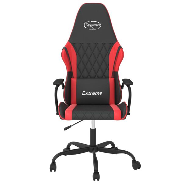 vidaXL Cadeira de gaming couro artificial preto e vermelho
