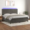 vidaXL Cama box spring c/ colch&atilde;o/LED 200x200cm veludo cinzento-escuro