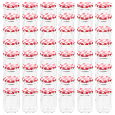 vidaXL Frascos de vidro com tampas brancas e vermelhas 48 pcs 230 ml