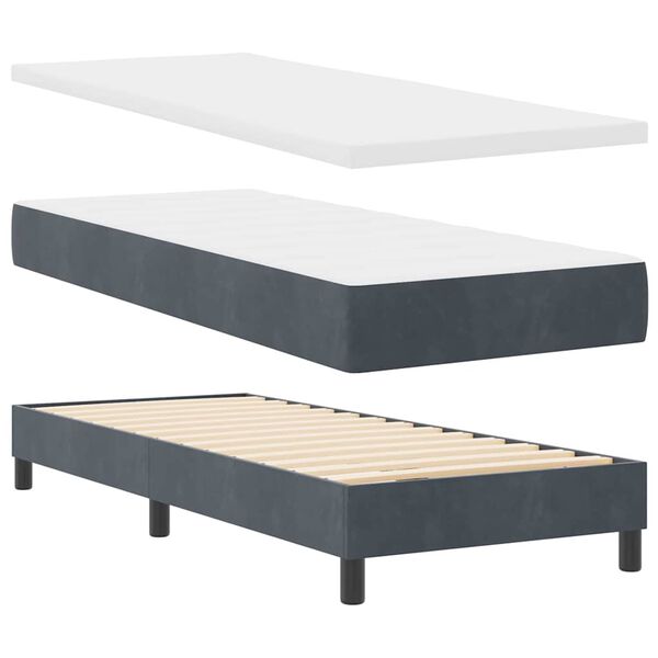 vidaXL Cama Box com colch&atilde;o Cinza Escuro 200 x 80 cm Poli&eacute;ster