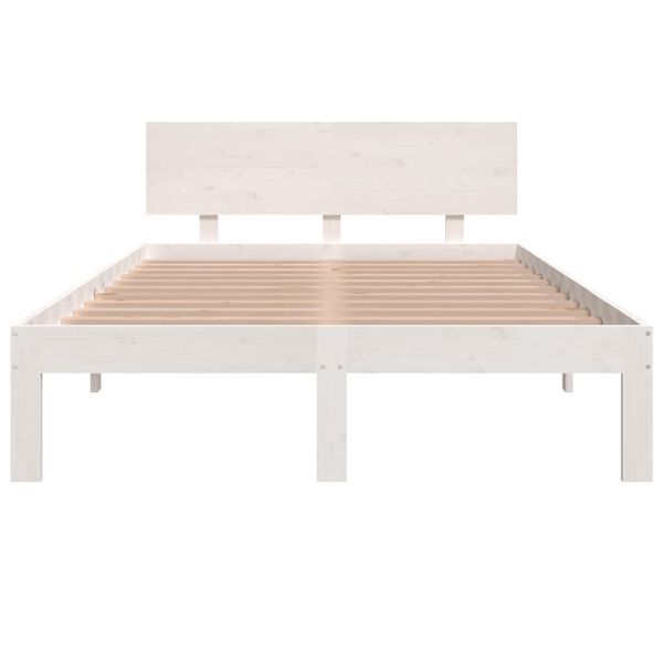 vidaXL Estrutura cama pequena casal 120x190 cm pinho maciço branco
